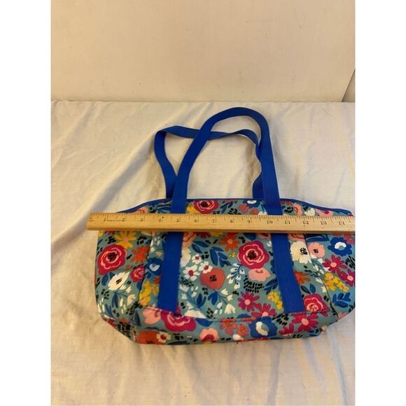 Olivet blue flowers zipper lunch tote 8x15" - Picture 3 of 6